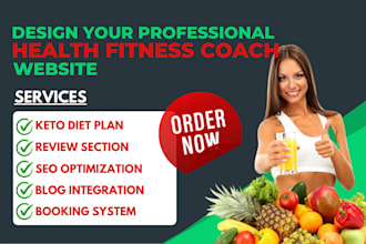 design health fitness nutrition coach gym workout sports therapy trainer website