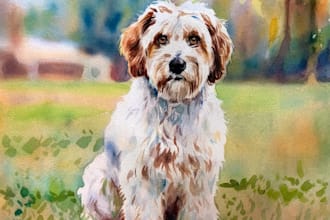 draw an amazing pet portrait watercolor your any pets
