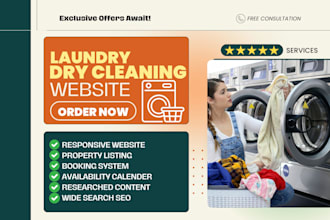 design dry cleaning laundry services laundromat clothing fabric washing website