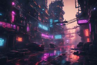 do cyberpunk futuristic city art