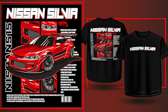 draw custom jdm car illustration for t shirt design