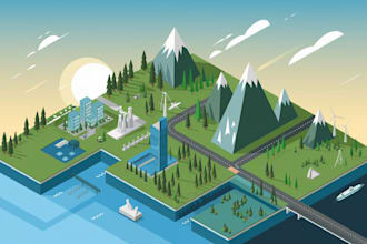 draw a unique vector or isometric map