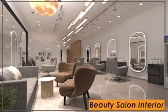 rendering 3d interior for beauty salon, spa, barber shop