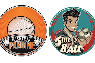 make hand drawn basketball volleyball logo