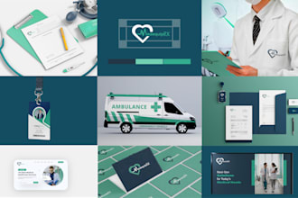 design logo, branding kit for medical dental healthcare pharmacy fitness brand