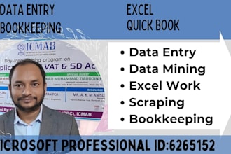 do data entry using excel and quick book