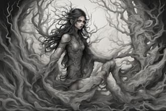 draw detailed illustration dark art