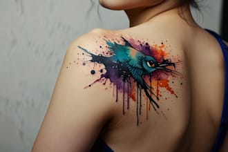draw watercolor tattoo design