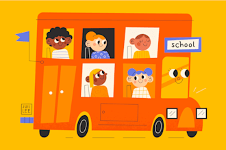 create a vector illustration in a fun style for children