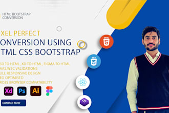 convert figma to HTML, PSD to HTML, xd to HTML CSS bootstrap web design