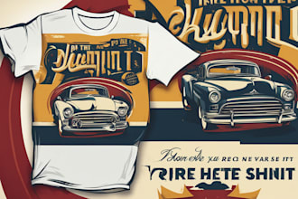 design a vintage retro t shirt with a custom illustration