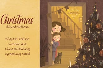 draw unique christmas illustration