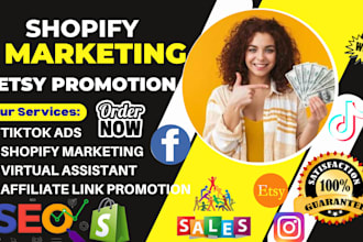 be your shopify virtual assistant  VA etsy shop promotion affiliate marketing