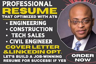write 24hrs engineering, electrical, construction, tech, software, IT resume