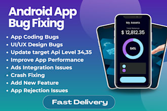 develop, fix, debug, reskin android app, and update API level in android studio