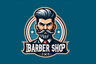 design outstanding barber shop mascot logo with express delivery