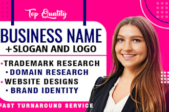 create business name for business, brand with logo and slogan