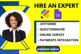create questionaire, online survey form in jotform, googleform, typeform