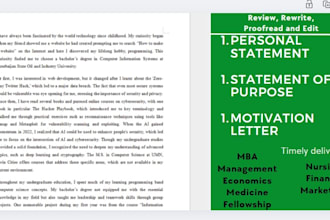 improve your personal statement, statement of purpose and letter of motivation
