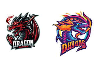 create sports mascot dragon logo vector design