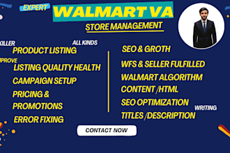 be your walmart virtual assistant product listing SEO optimization PPC  wfs