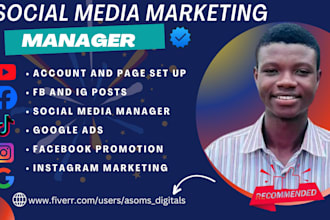 do social media manager facebook promotion ig marketing tiktok shop google ads