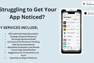 write and do app and game description, aso optimization and keyword research