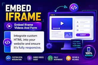 create and add custom html code, embed video, iframe and form in your website