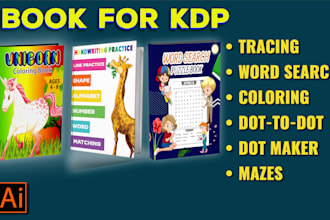 create kids coloring book cover kids activity book interior cover design for KDP