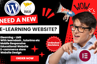 design interactive learning , educational , elearning, lms wordpress website