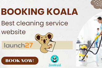 design house cleaning business website, cleaning company website, bookingkoala