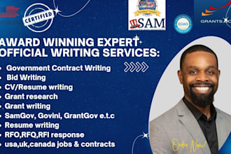 do government capability statement resume CV  bid writing samgov, fpds, govini