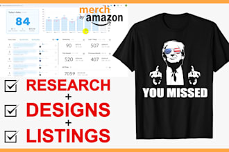 make unique t shirt design for merch by amazon with research and keywords