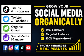 grow and promote tiktok, instagram, twitter, facebook and youtube professionally