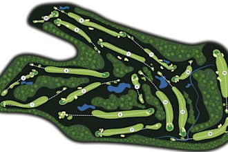 draw a vector golf course map in illustrator