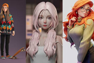 stylized 3d character model 3d cartoon character design for game or 3d animation
