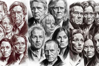 draw realistic pencil sketch, portrait style caricature, or hand drawn portrait