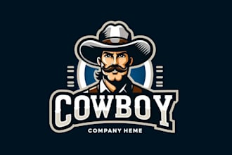make a high quality cowboy mascot logo with new concept