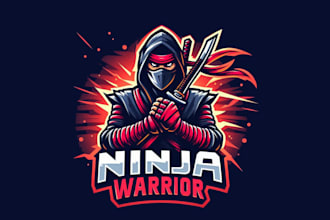 make a high quality ninja warrior mascot logo with new concept