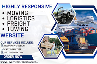 design logistic website trucking dispatch freight moving company towing website