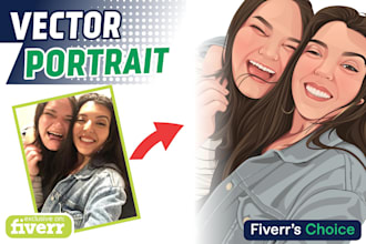 draw custom couple vector portrait