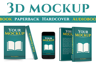 create 3d book cover mockup , ebook cover mockup