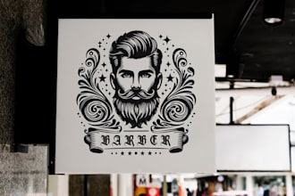design outstanding barber shop, barber, spa and beauty salon logo