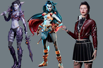 3d stylized character 3d realistic game character modeling rigging unreal engine