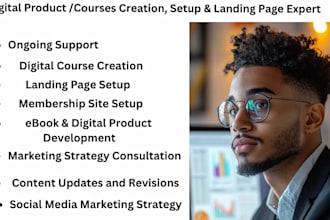 create and setup digital course product ebooks with high converting landing page