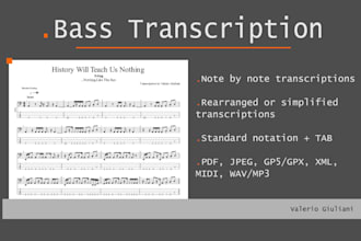 make accurate, customized bass transcription or tab for you
