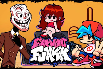 do fnf mod, friday night funkin character design, fnaf or among us
