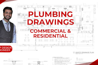 design plumbing drawings, sanitary, water, gas layout, riser diagrams