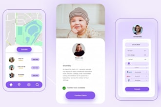 develop a marketplace nanny app, baby sitter app, babycare app, and website