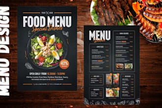 design professional restaurant menu, food flyer, bar menu and poster